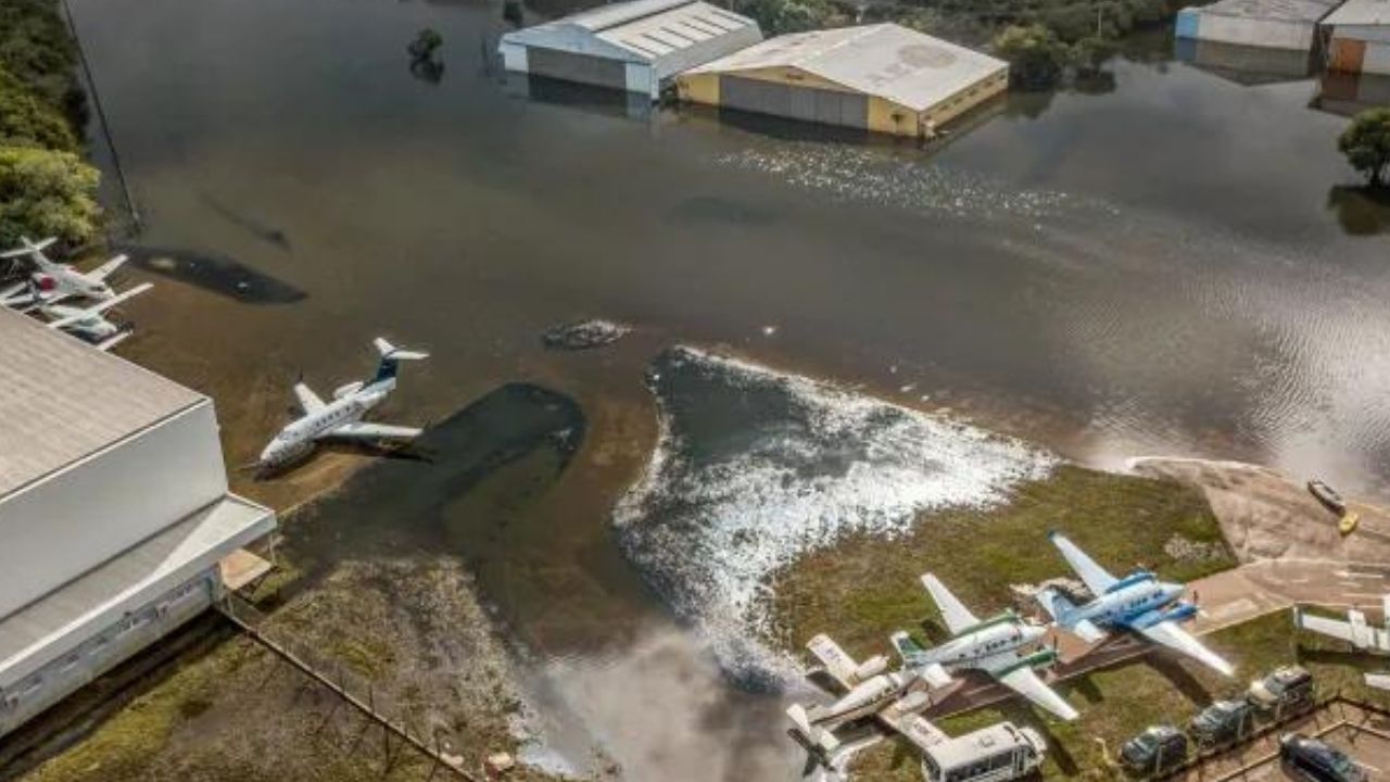 area inundada do aeroporto salgado filho