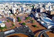 Vista aerea de porto alegre inundada