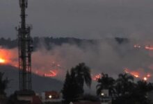 Morro Santana com incêndio em Porto Alegre